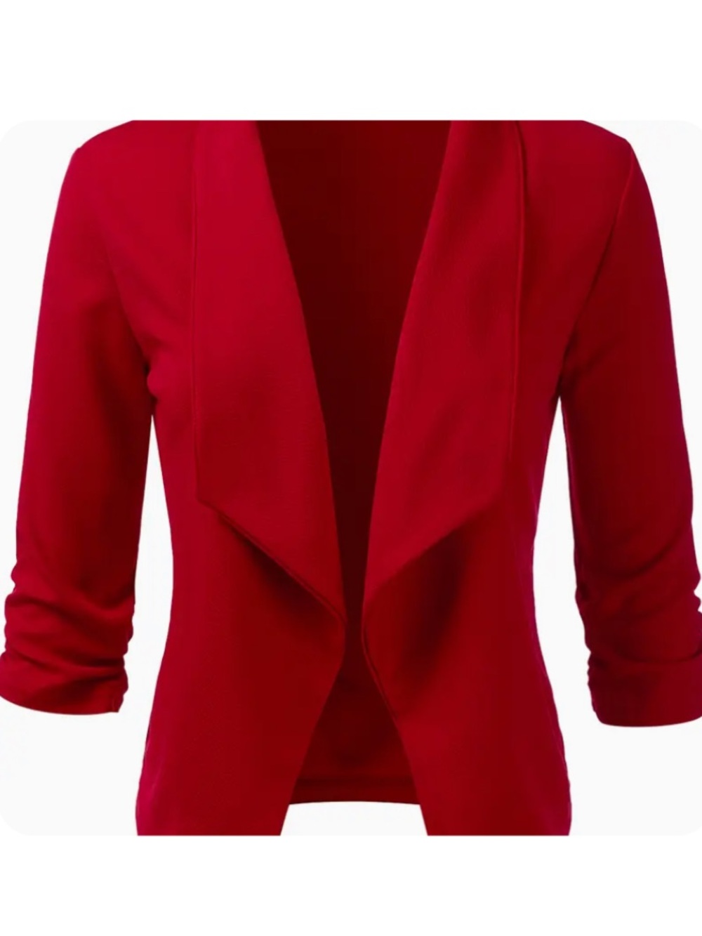 Doublju Women's Red Open-Front Blazer Jacket